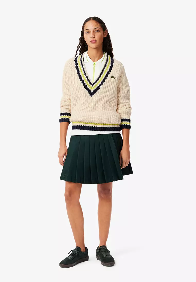 Oversized Wool V Neck Tennis Sweater