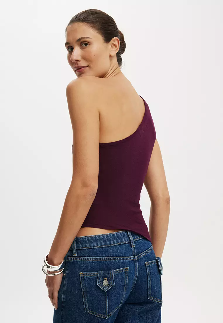 飾釘綴飾不對稱針織上衣