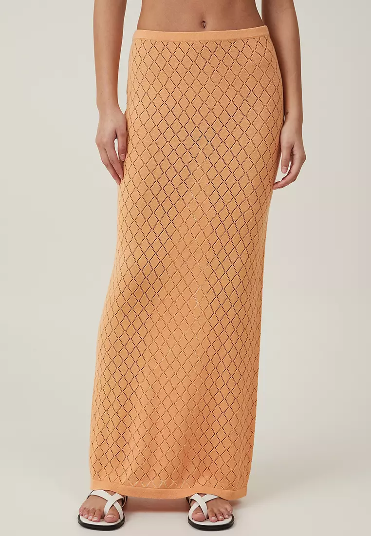 Womens cotton knit maxi skirt store