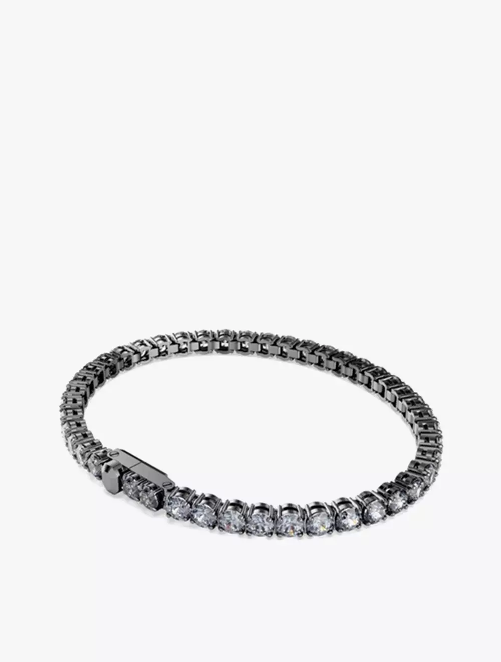 Matrix Tennis Bracelet, Round Cut, Gray, Ruthenium Plated