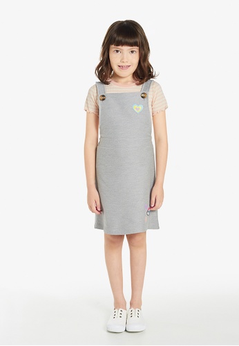 Gen Woo grey Light Grey Pinafore with Embroidered Patches by Gen Woo 20EE9KAF3D6821GS_1