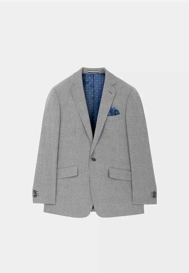 鐵灰色修身西裝外套