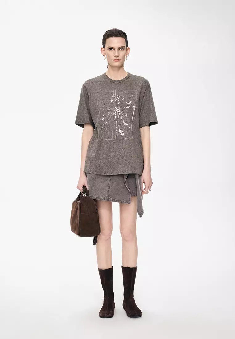 [Light Formal] Imported Italian Colored Cow A-line Short Skirt