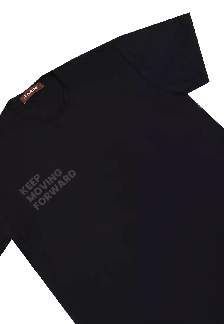 NTD92 Kaos Gym Stretch Nade "keep moving forward" hitam