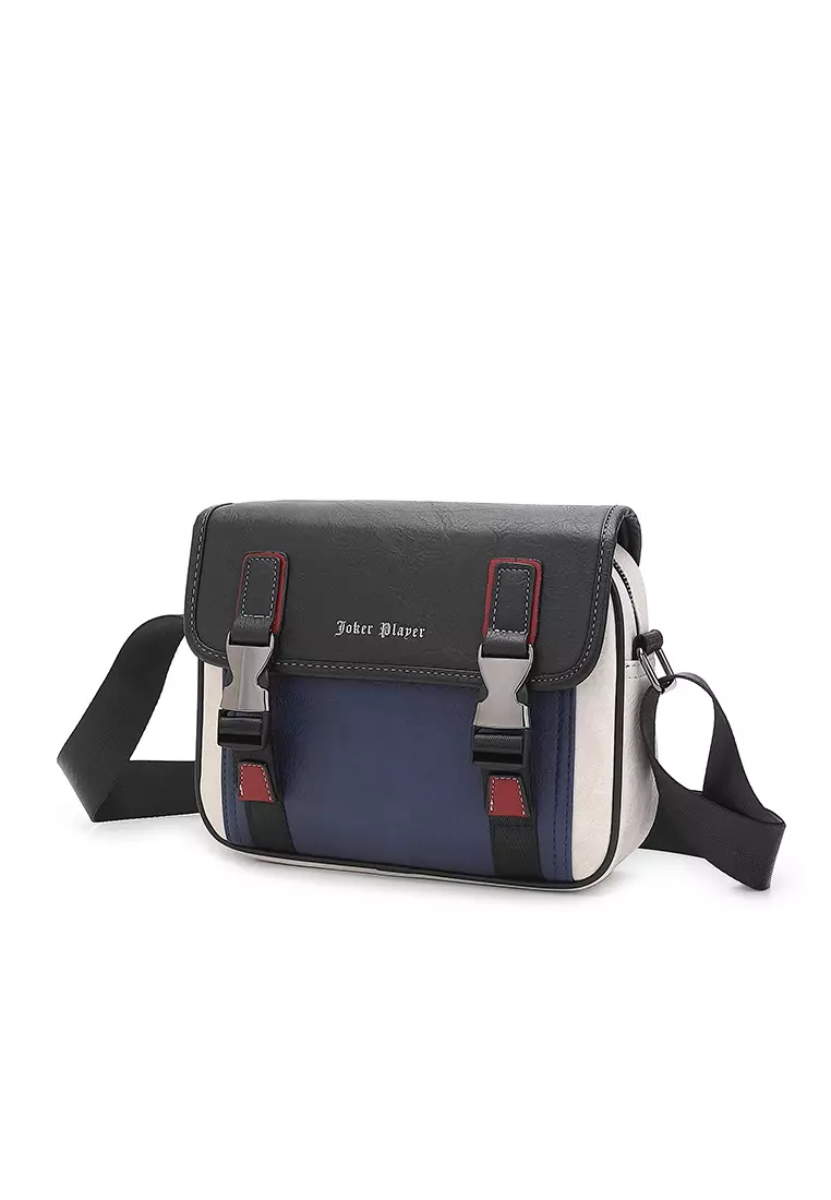 Men's Sling Bag / Crossbody Bag (Tas Selempang Pria) - Biru/Putih