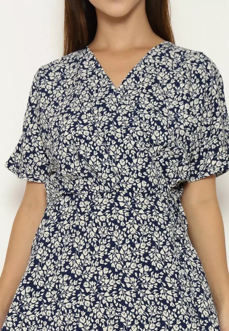 Urban Exchange Josie Dress Navy - Printed Dress Navy Korean Style