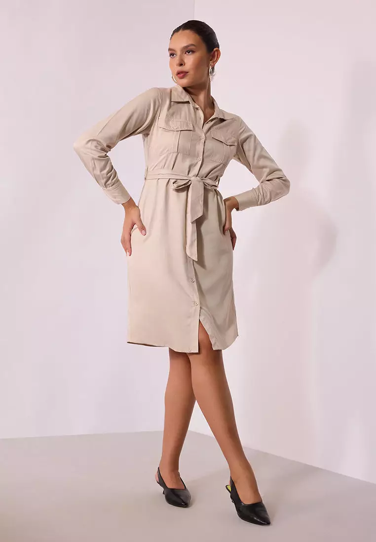 beige long sleeve dress midi Beige Ribbed Long Sleeve Sweater Midi Dress