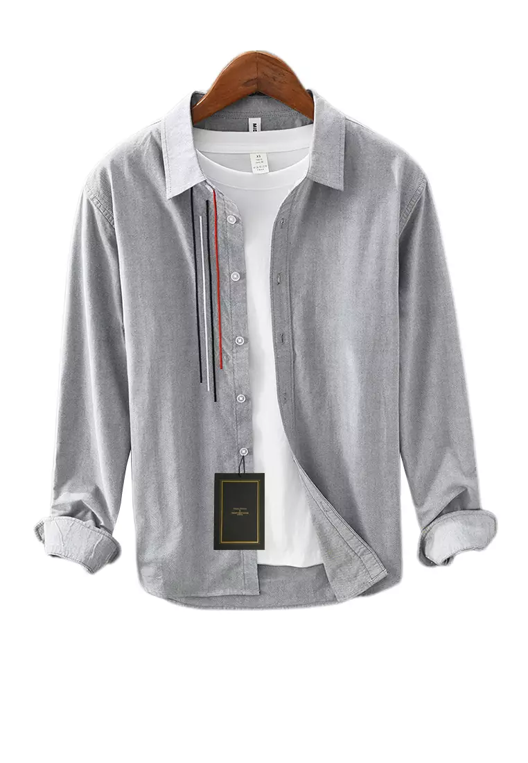 條紋刺繡休閒襯衫 WM-M8805