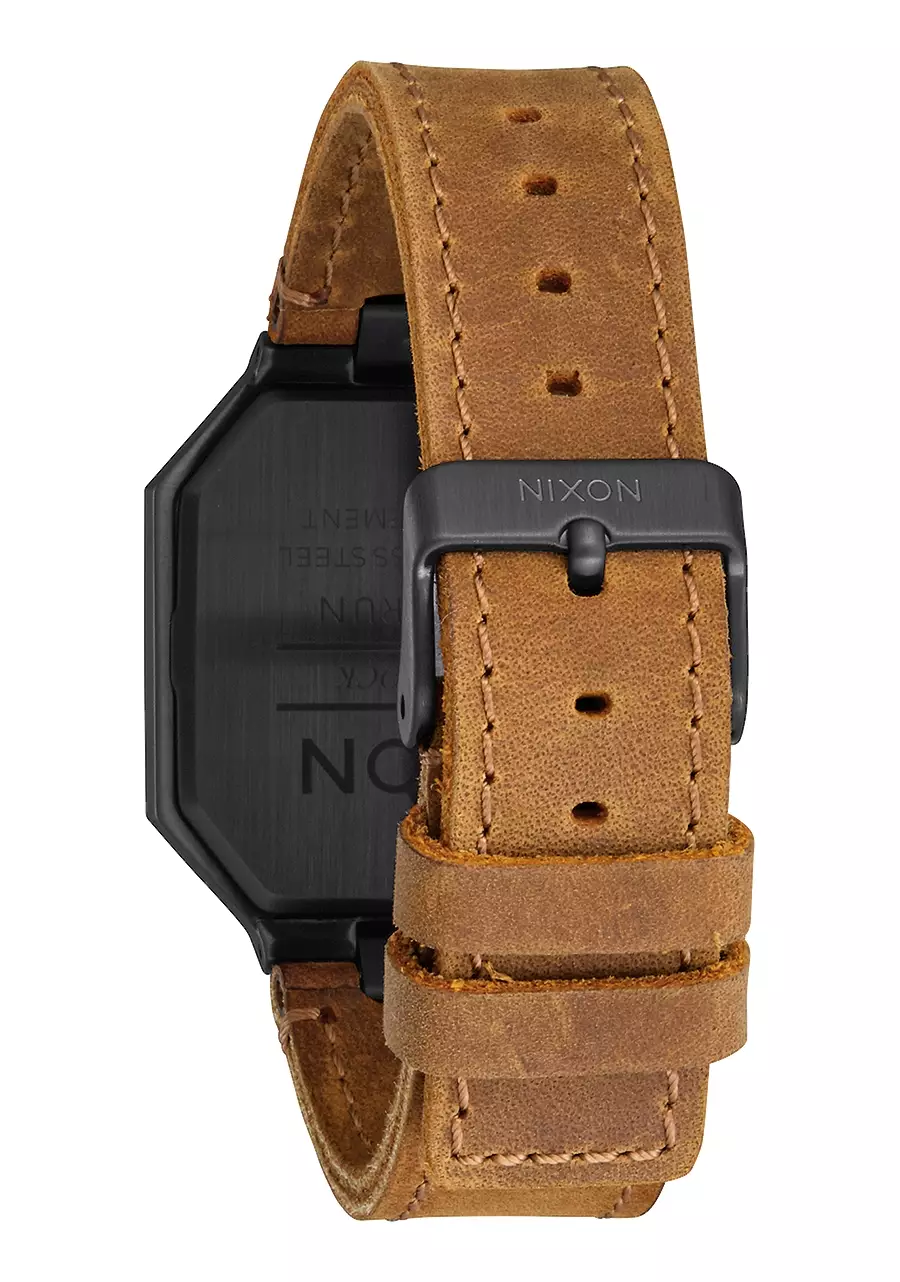 Nixon Re-Run Leather All Black Brown