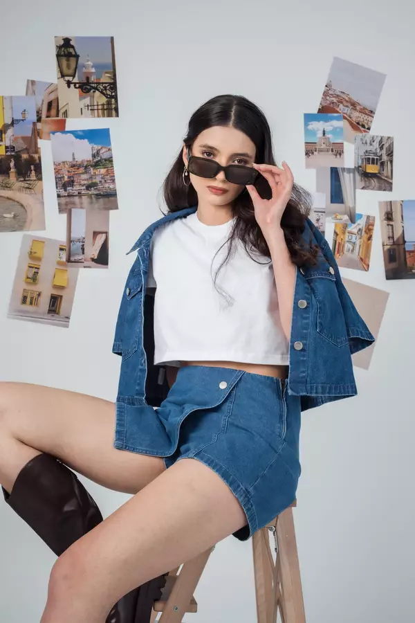 FACILITY - Rok Celana Skort Wanita Denim Irene - Blue Washing