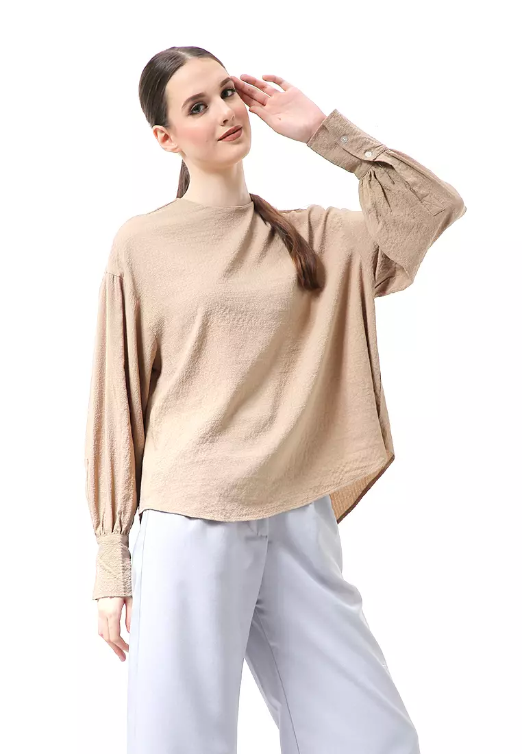 Susan Blouse Lengan Panjang Atasan Wanita Kasual High Quality - Cream