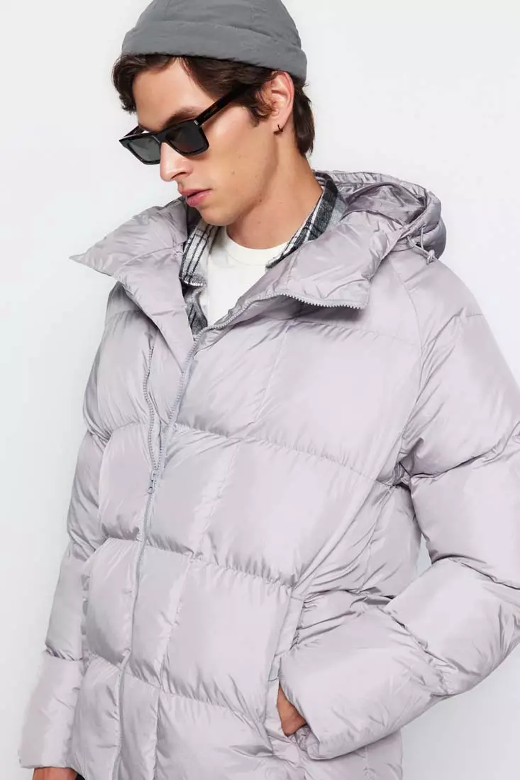 Trendyol Light Gray Men s Oversize Windproof Winter Jacket 2024