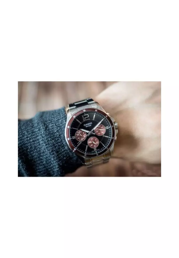 Men's Analog MTP-1374D-5AV Stainless Steel Band Casual Watch