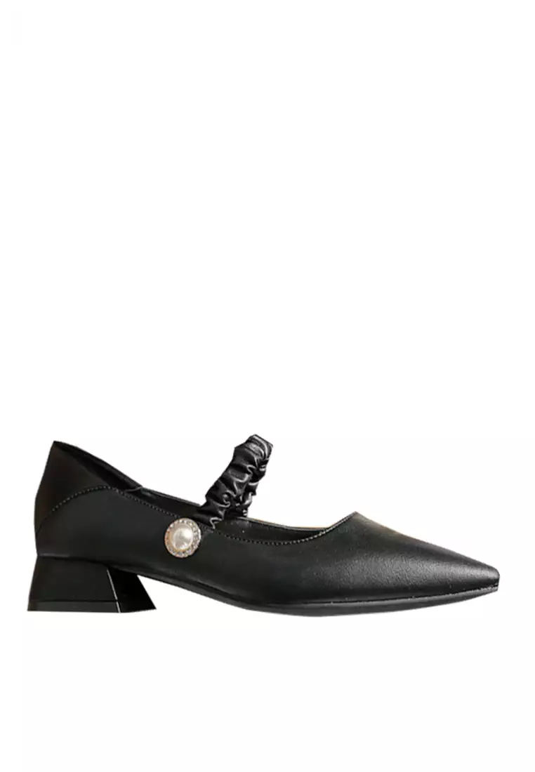 Discount on Twenty Eight Shoes  shoes - SKU: VANSA Simple Leather Elastic Strap Low Heel Shoes VSW-F1020-6