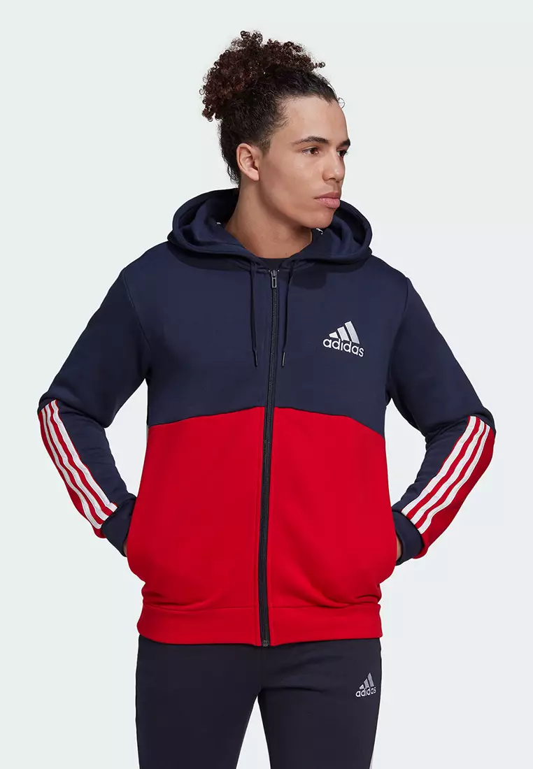 ADIDAS Adult MALE ESSENTIALS COLORBLOCK FLEECE FULL ZIP HOODED