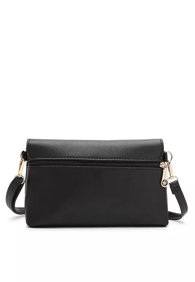 Faux Leather Sling Bag / Crossbody Bag - Black