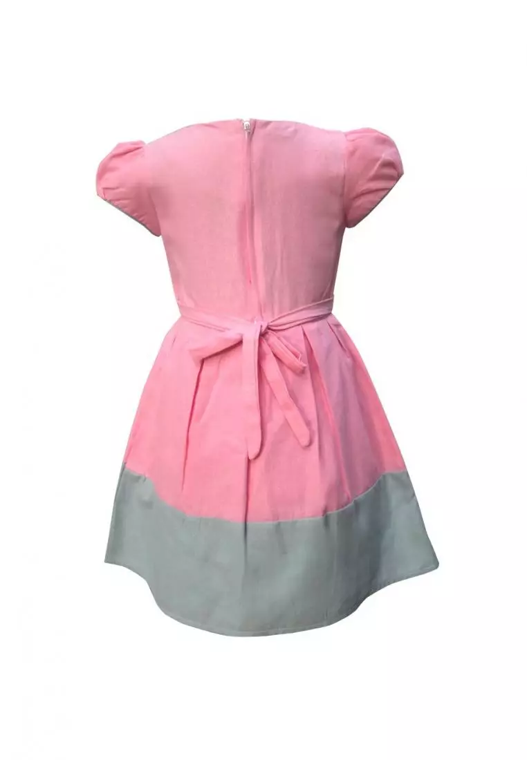Two Mix Dress Anak Fashion Usia 1-12 tahun 4128 Pink