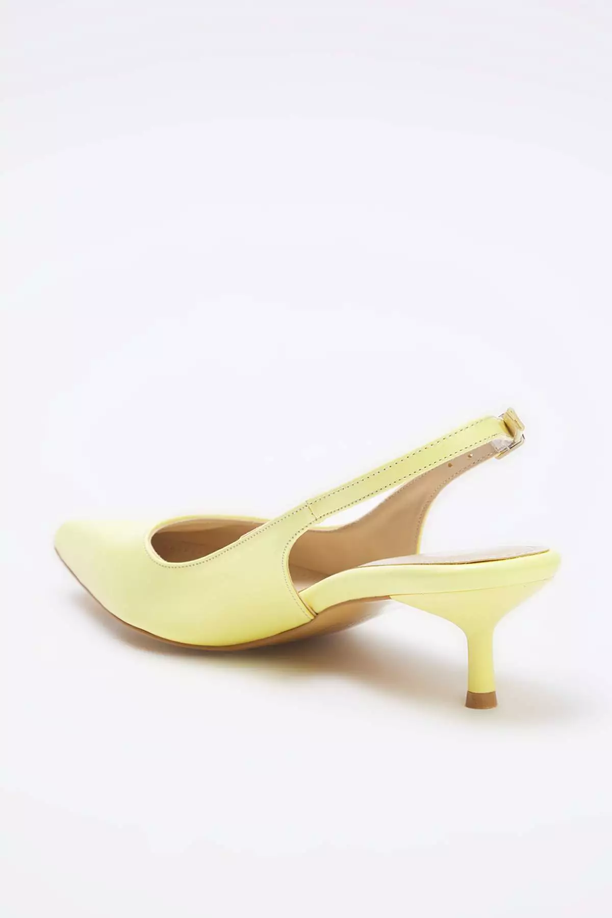 Yellow Patent Leather Pointed Toe Kitten Heels Women Classic Heels Shoes Takss25To00005