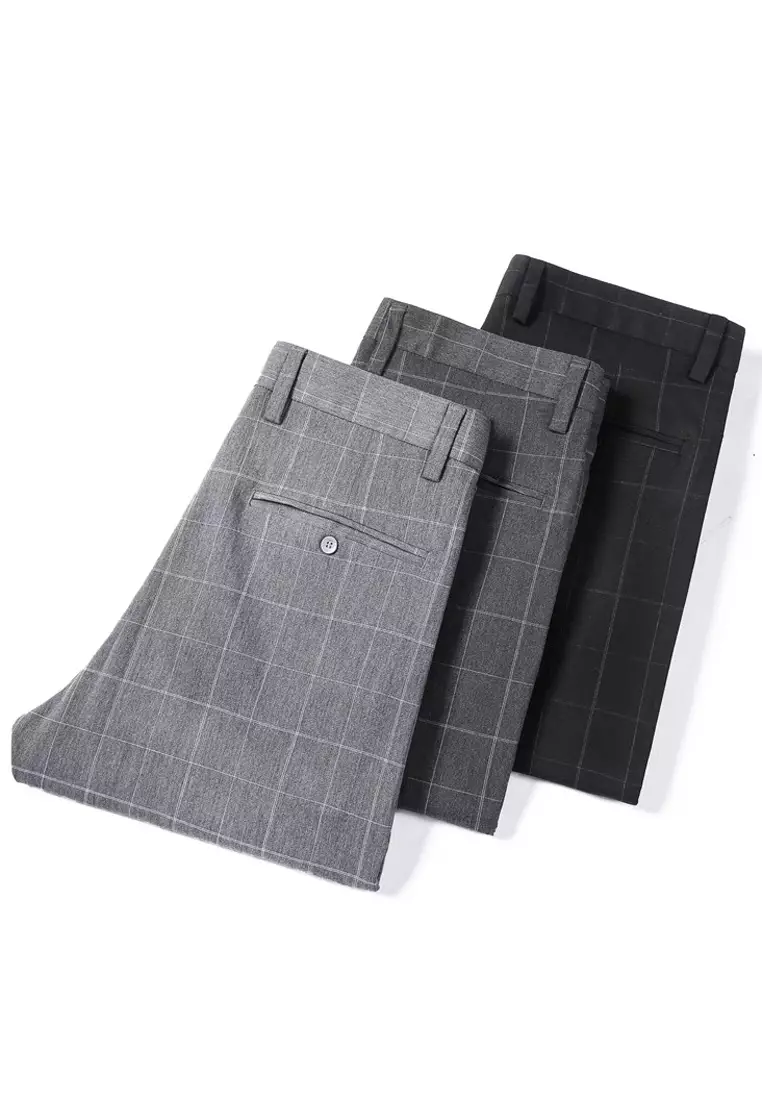 Checked Slim Fit Suit Pants