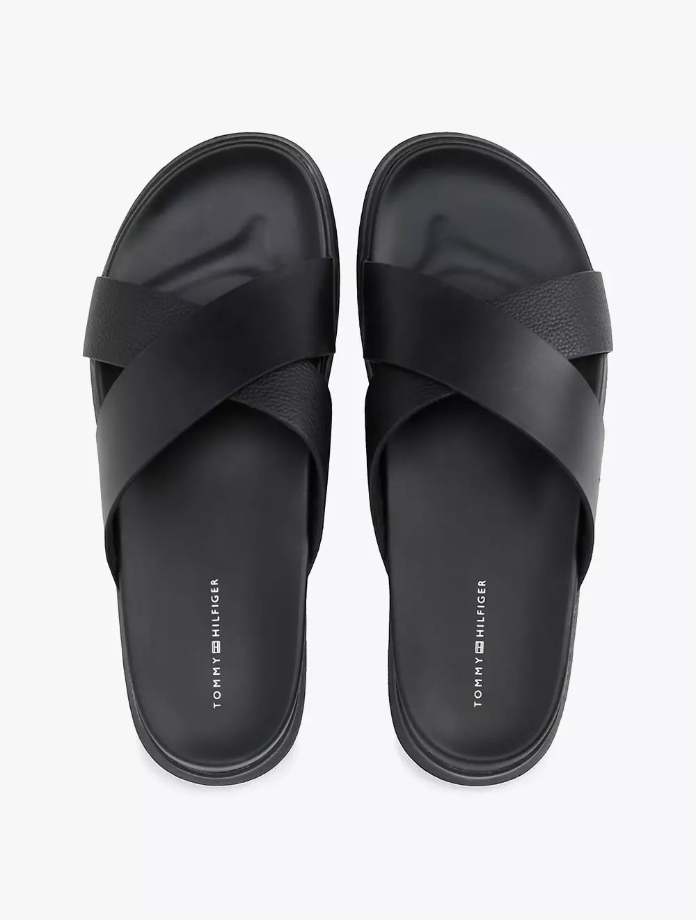 Tommy Hilfiger - Leather Cross-Strap Sandal - Black