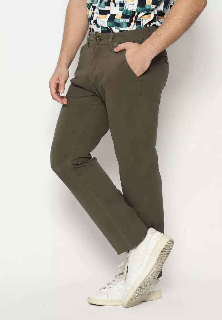 POLICE Celana Chino Panjang Cotton Premium Regular Fit Pria