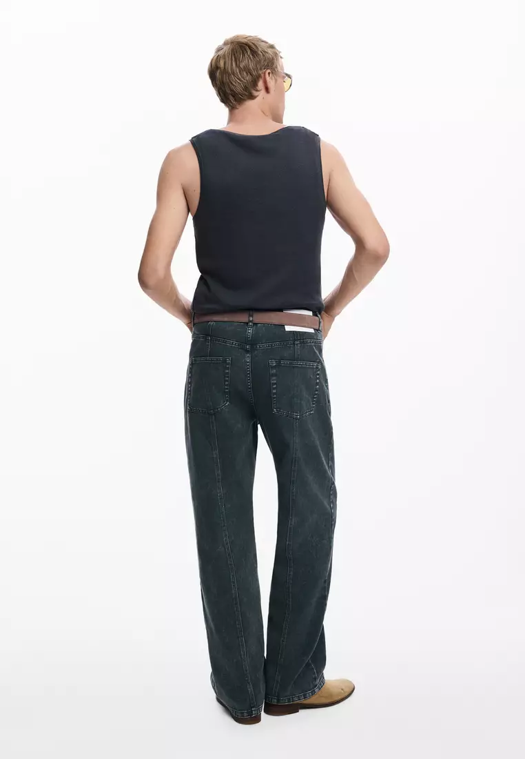 Front stitch denim pants