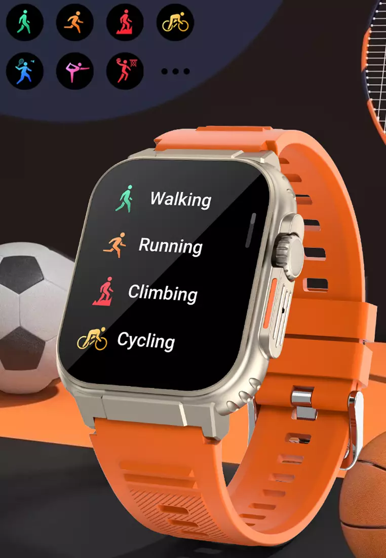 Unisex Smart Watch - Bluetooth Call - 1.96 Inch AMOLED HD Screen - 100+ Sport Fitness Tracker - IP68 - Waterproof - For TWS Earphone