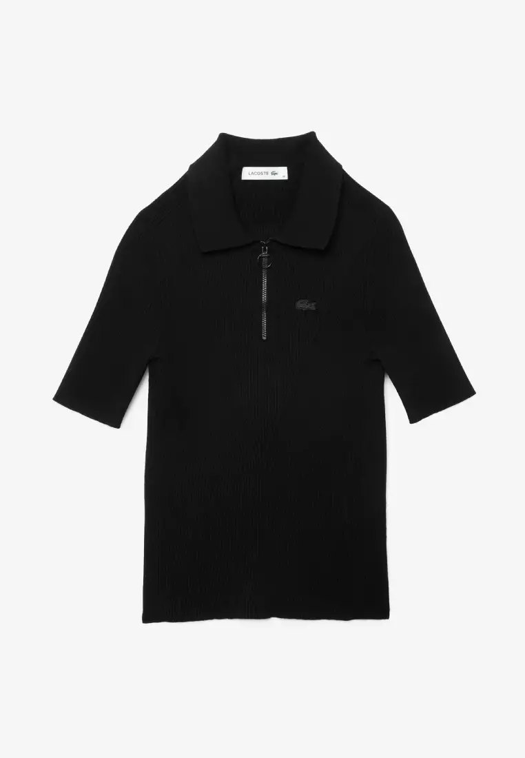 3D Ribbed Knit Polo Shirt