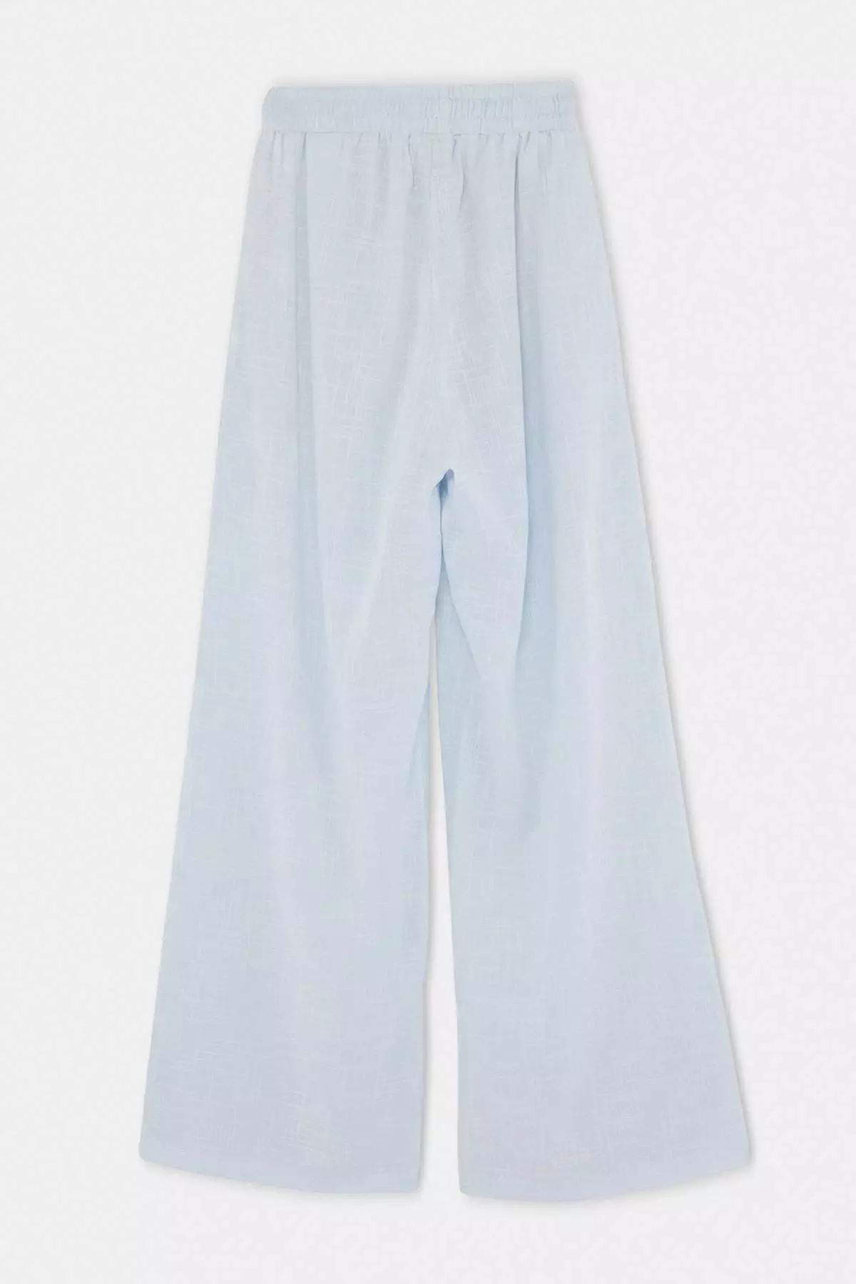 Blue Linen Look Wide Leg Shorts With Lining And Elastic Waistband Twoss25Pl00121