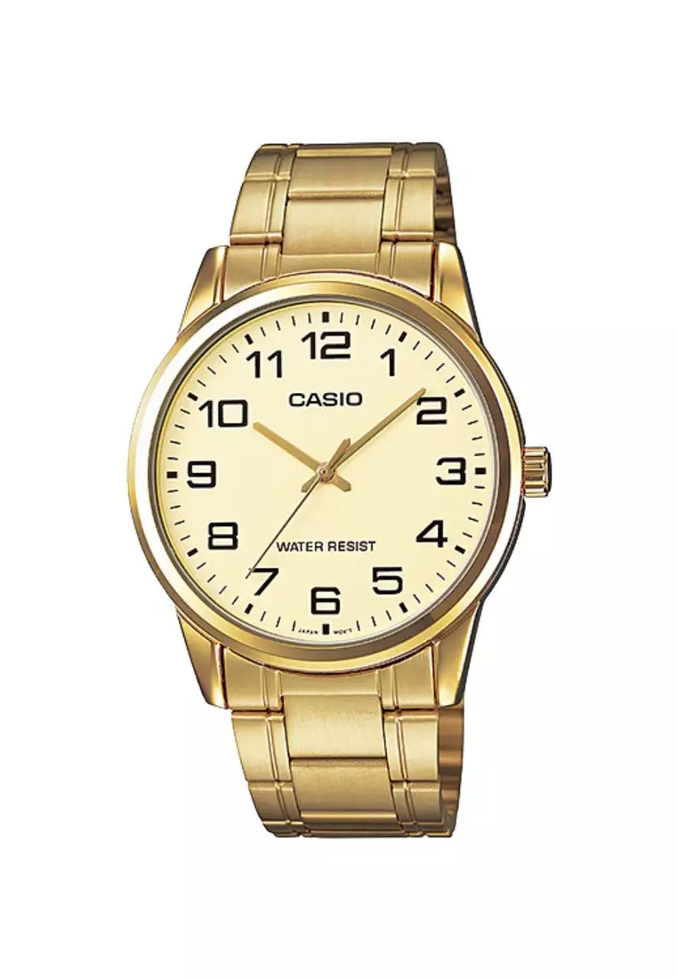Casio Men s Analog Watch MTP V001G 9B Gold Stainless Steel Band Ladies Watch