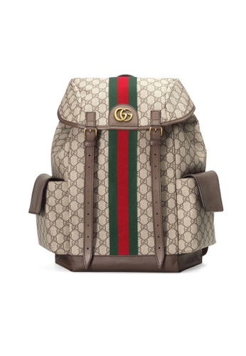 gucci ophidia gg medium backpack in beige ebony