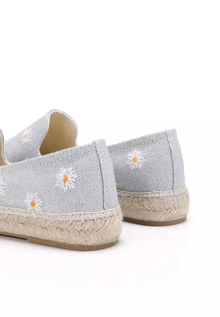 Platform Embroidery Canvas Espadrilles HB011
