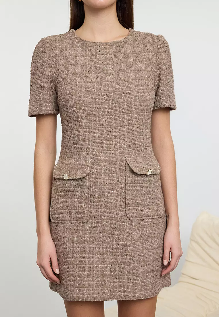 A-Line Pocket Detailed Mini Woven Dress TWOAW25EL00169Plain Mini Woven Dress TWOAW25EL00169