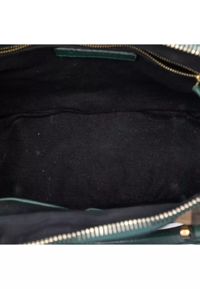 Pre-Loved Burberry Small Leather Trimmed House Check Canvas Bridle Orchard Satchel