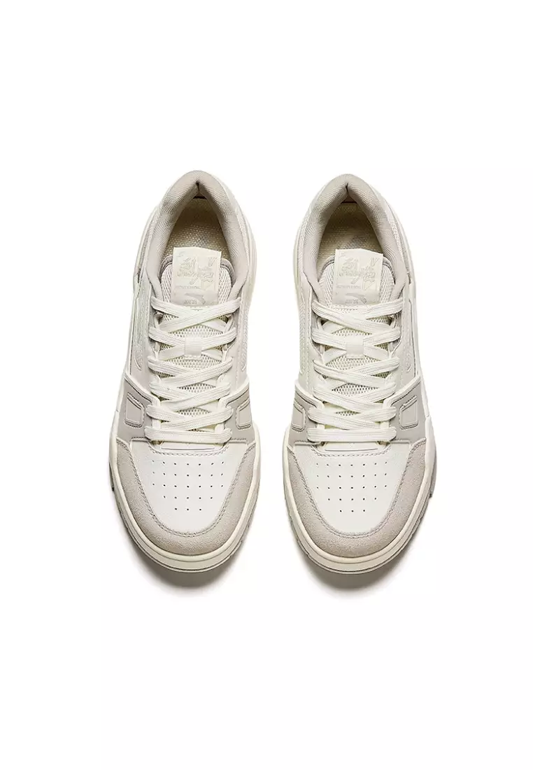 ANTA Women Flame 5 Skate Shoes - Ivory White/Grey