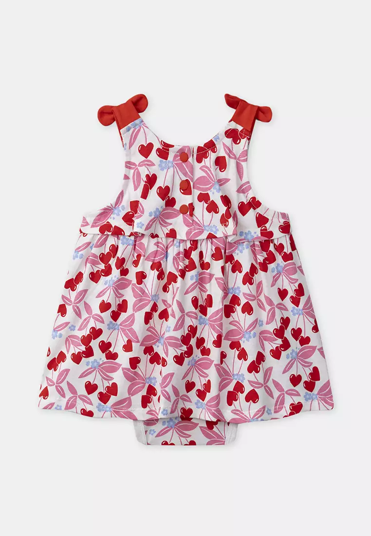 Cherry and heart print bodysuit dress