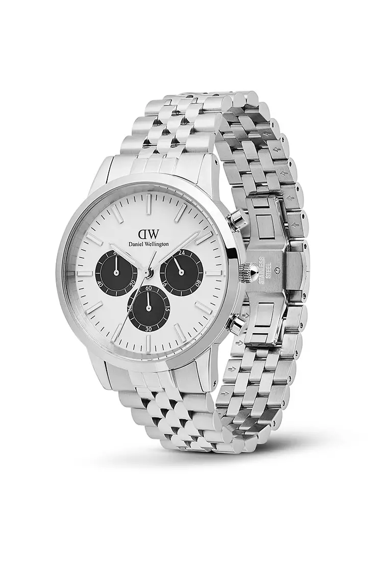 Iconic Chronogprah 42mm Arch 5-Link Off-White Panda Silver Men Watch stainless steel watch DW Official Authentic Original jam tanggan lelaki DW jam tangan