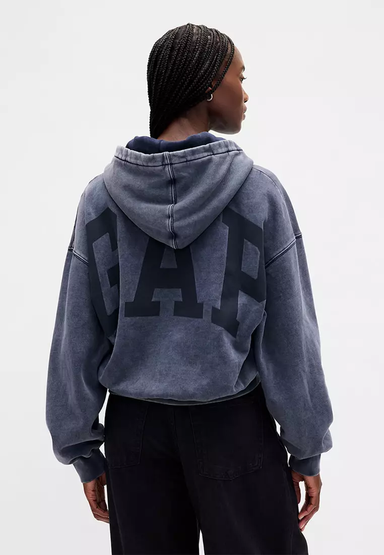 VintageSoft Crop Logo Hoodie