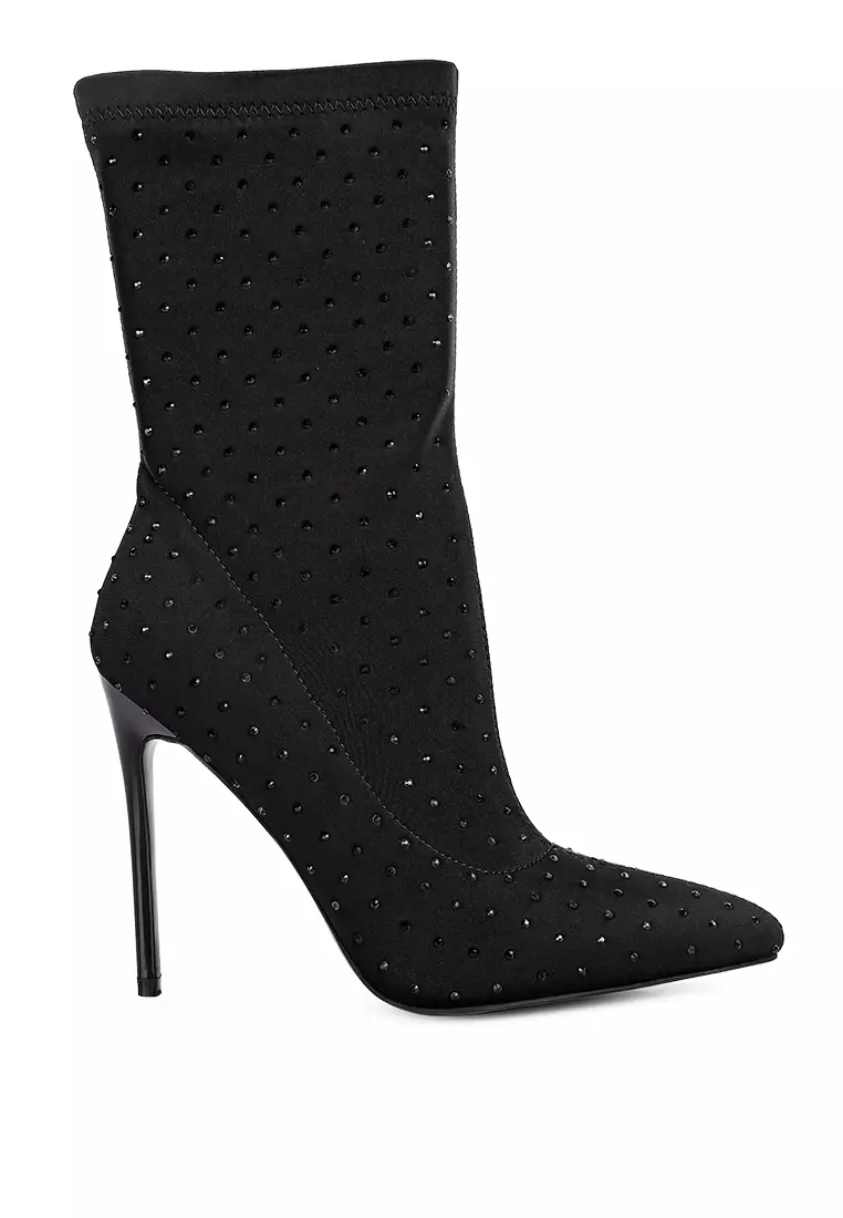 Discount on London Rag  shoes - SKU: Black High Top Knitted Ankle Boot