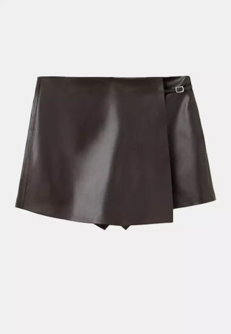 Faux Leather Skirt With Buckle