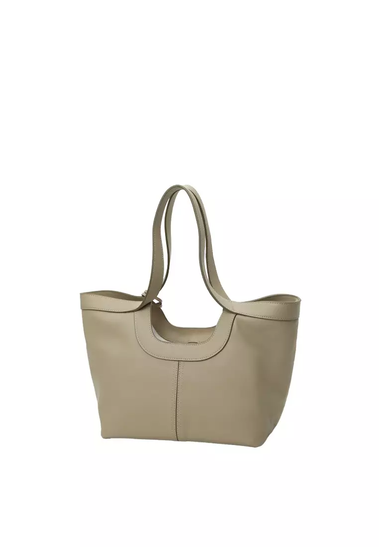 Scoop Top Basket Tote Bag - Light Toffee