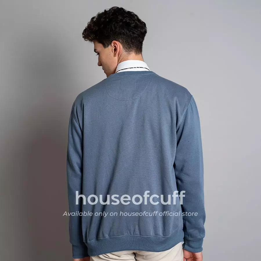 Houseofcuff sweater crewneck basic outer steel blue