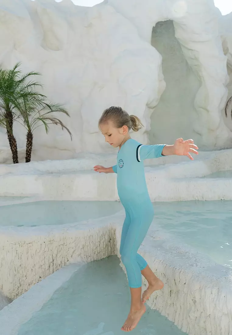 Bleu Marine Long Diving Swimwear, Baju Renang Anak - Canal Blue