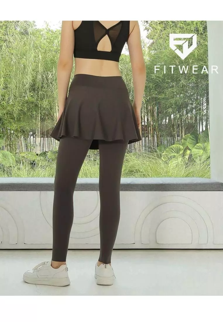 Fitwear - Rok + Legging Olahraga Wanita SASHA SUPER HIGHWAIST - STONE GRAY DRYFIT