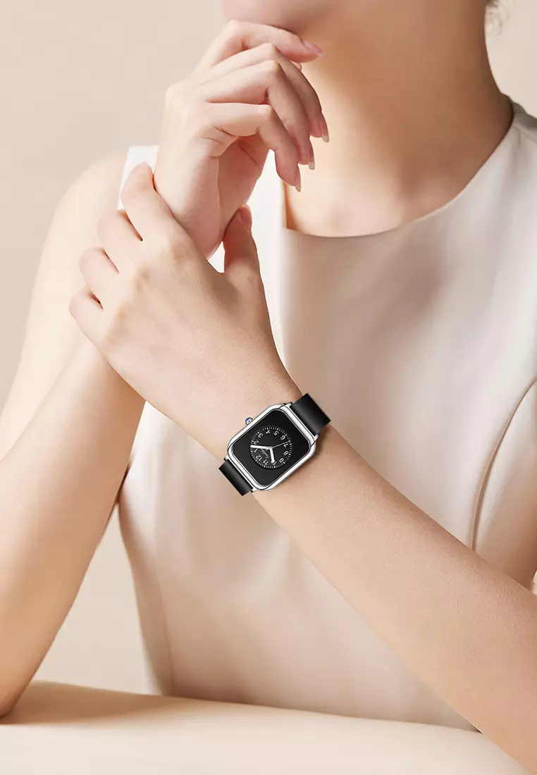 Jam Tangan Wanita Original Anggun Santai Wanita Tali Silikon Jam Tangan Cewek 9416-1 black