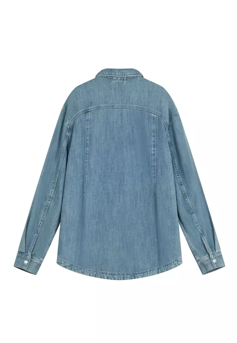 男裝鳶尾花 LOGO 復古休閒長袖裇衫