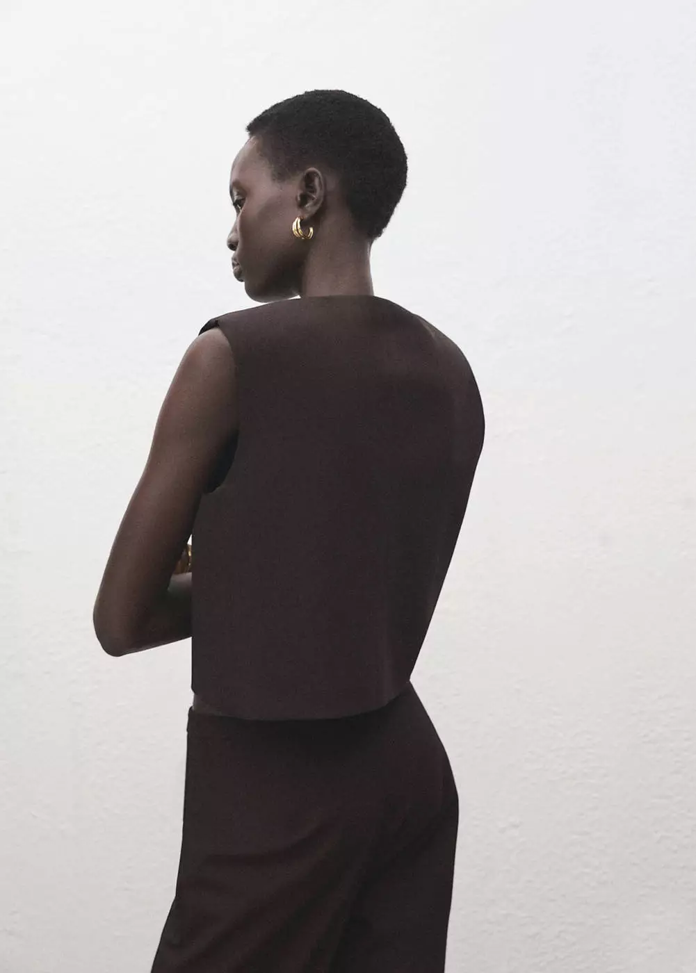 Atasan crop campuran wol