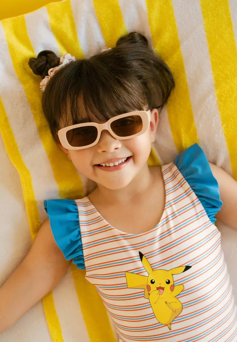 Pikachu Stripes Ruffle Cap Sleeves Leotard