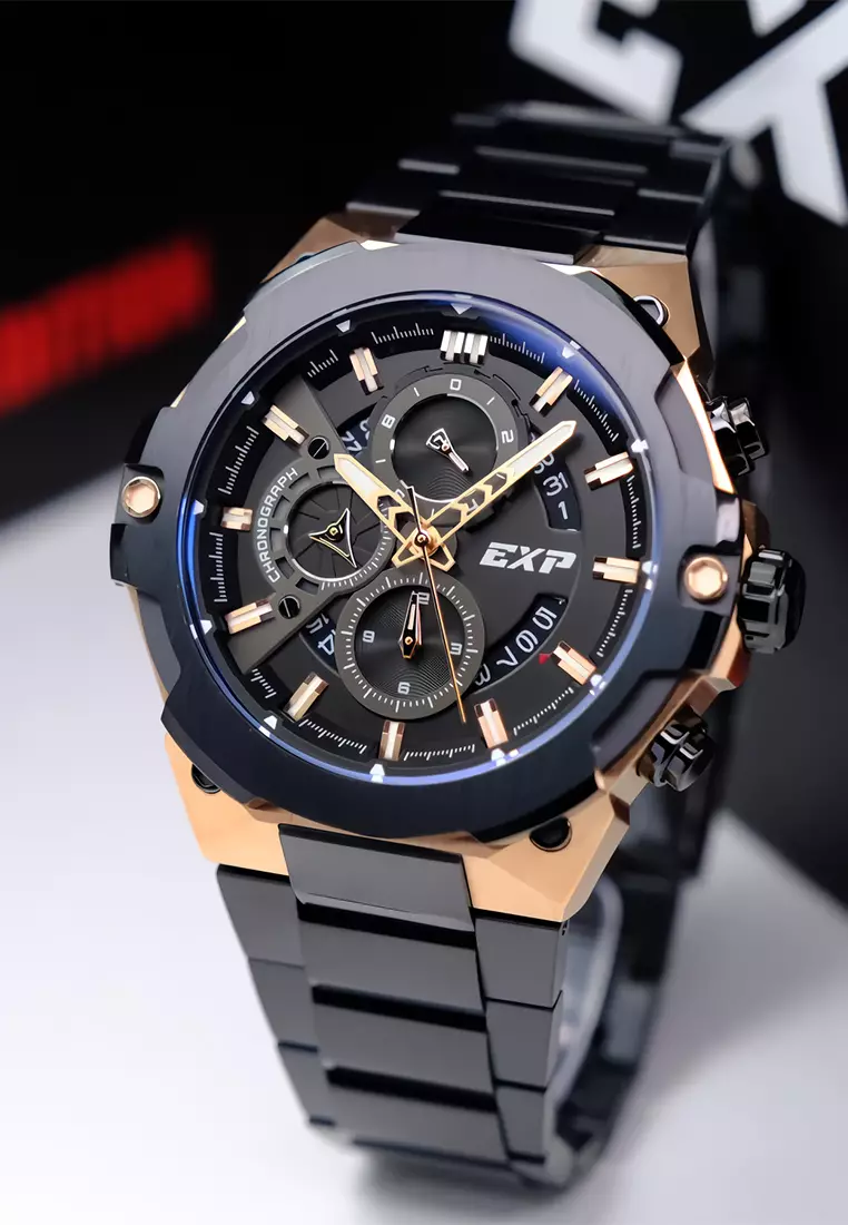 Expedition EXP - Jam Tangan Chronograph Pria - Rosegold Black Stainless Steel - 6838 MCBBRBA