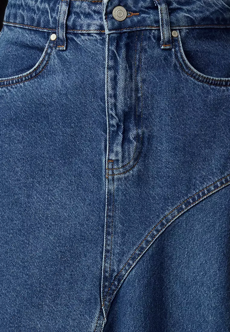 Cotton Asymmetrical Denim Skirt